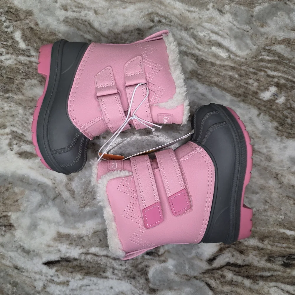 New Cat & Jack Pink and Gray Denver Winter Boots Little Girls Size 5